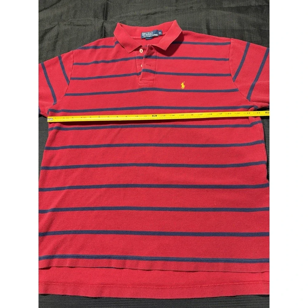 Vintage Polo Ralph Lauren Mens XL Waffle Knit Thermal Striped Polo Shirt